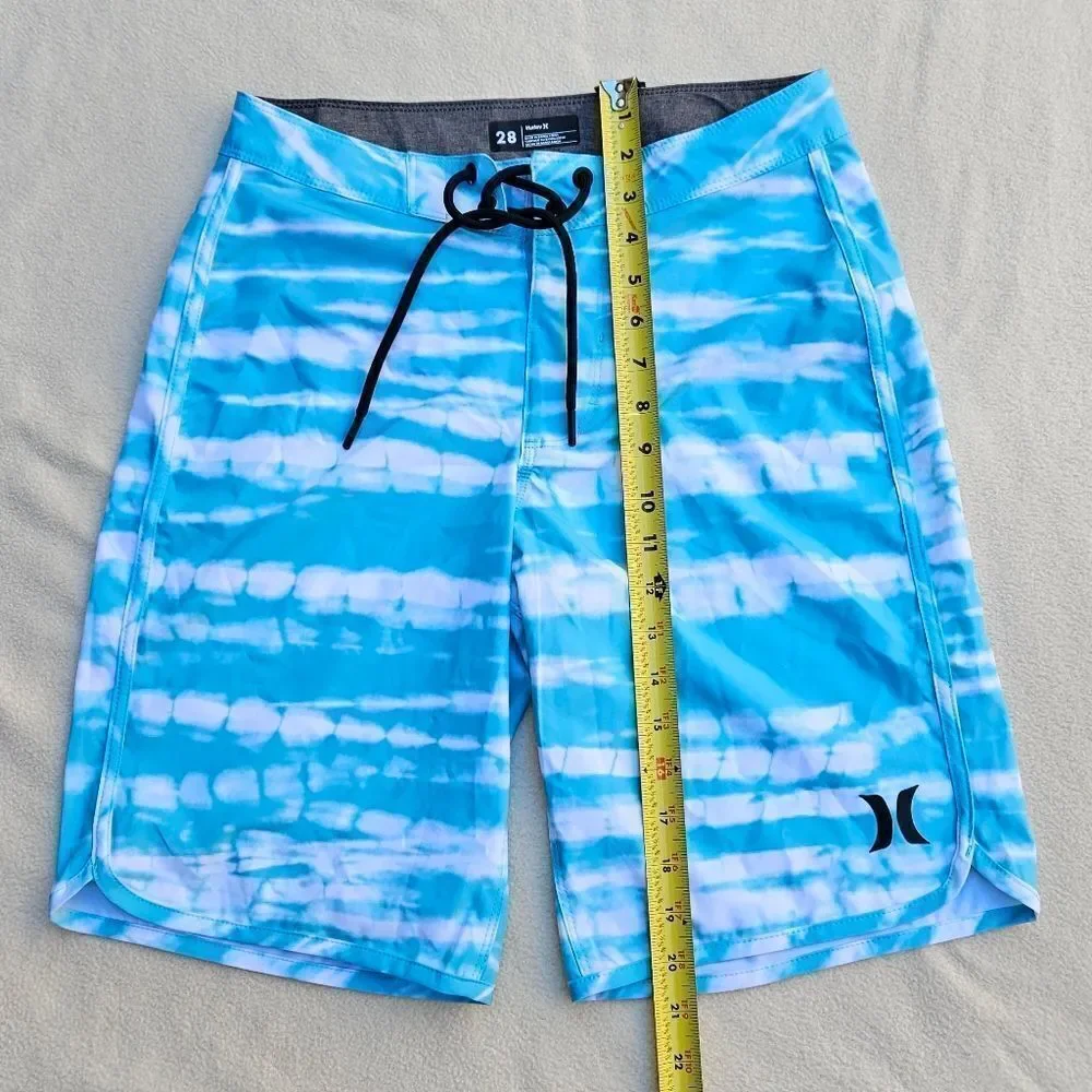 NWOT Hurley Blue and White Swim Shorts Size 28